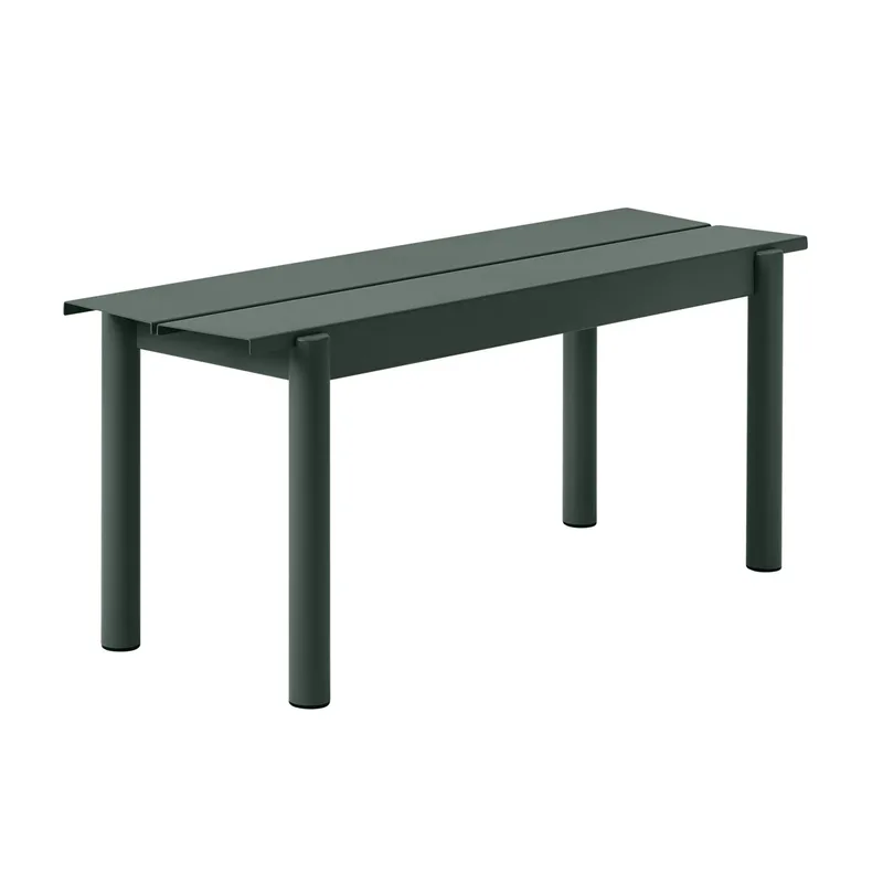 Linear steel bench Stahlbank 110cm Dark green by Muuto – product photo