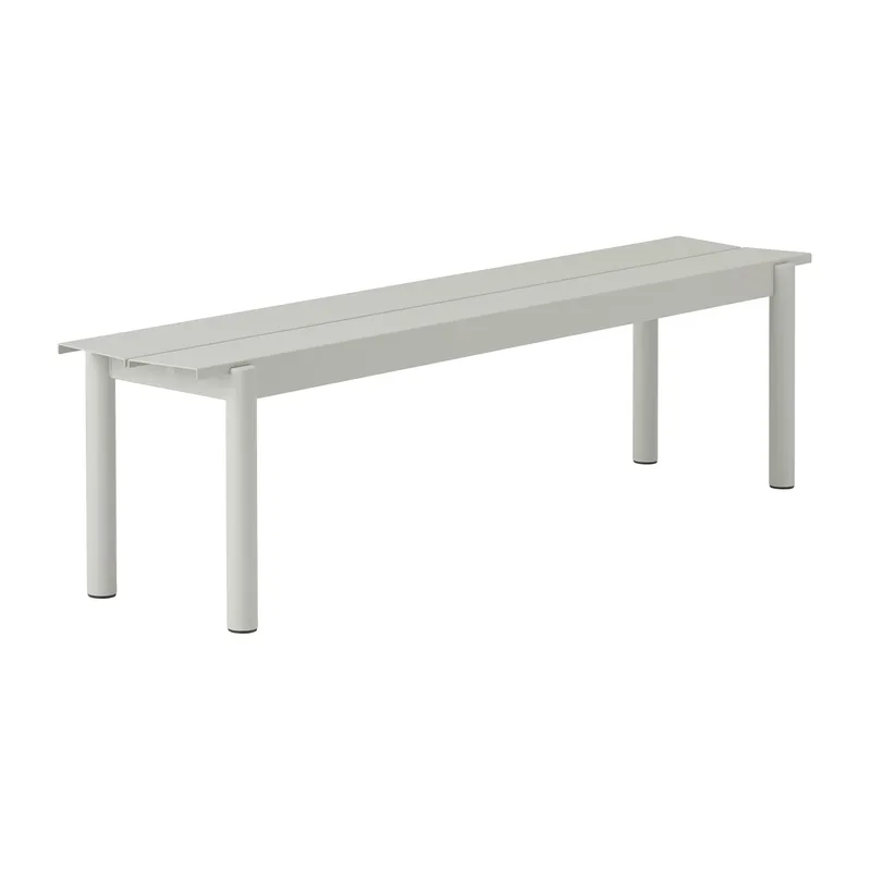 Linear steel bench Stahlbank 170cm Grey (RAL 7044) van Muuto – productfoto
