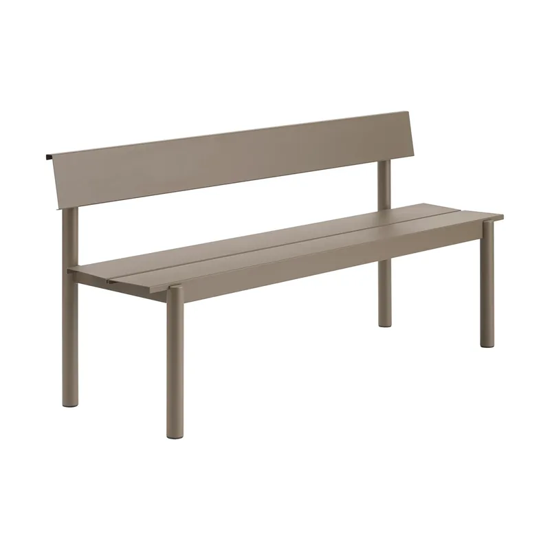 Linear steel bench Stahlbank 170cm Taupe by Muuto – product photo
