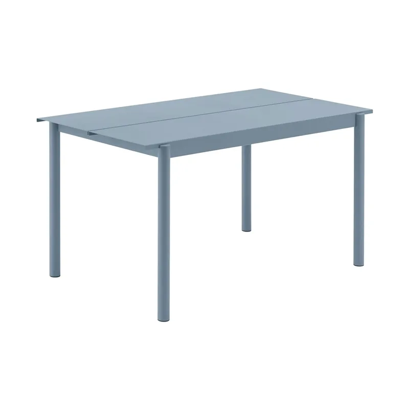 Linear steel table Stahltisch 140cm Pale blue by Muuto – product photo