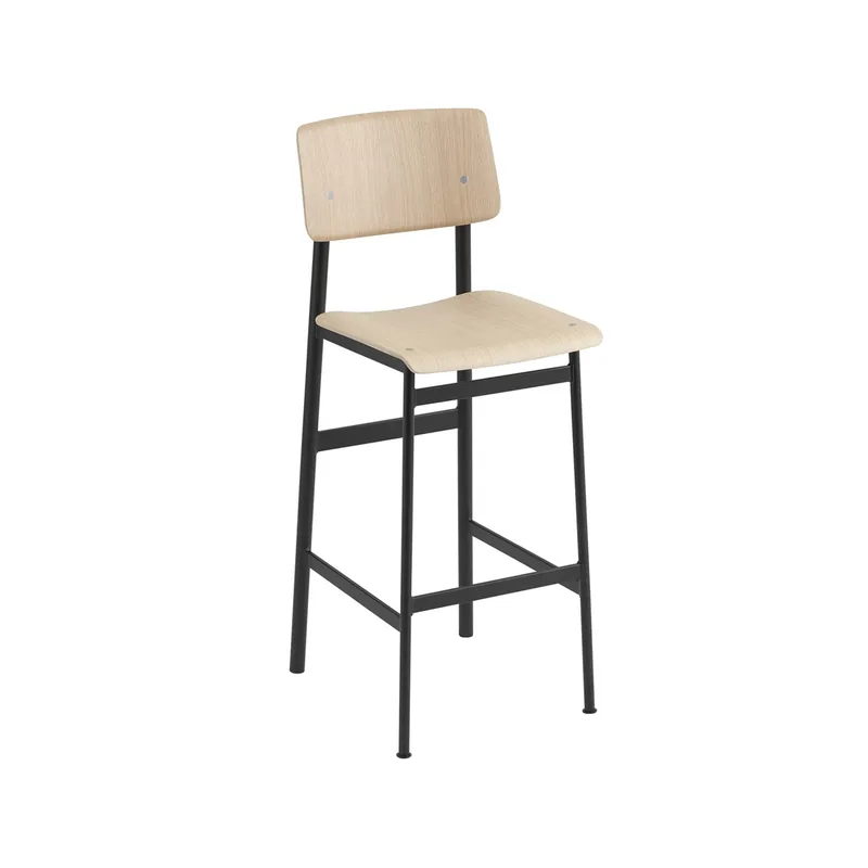 Loft Barstuhl Oak, hoch, Schwarzes Stahlgestell van Muuto – productfoto