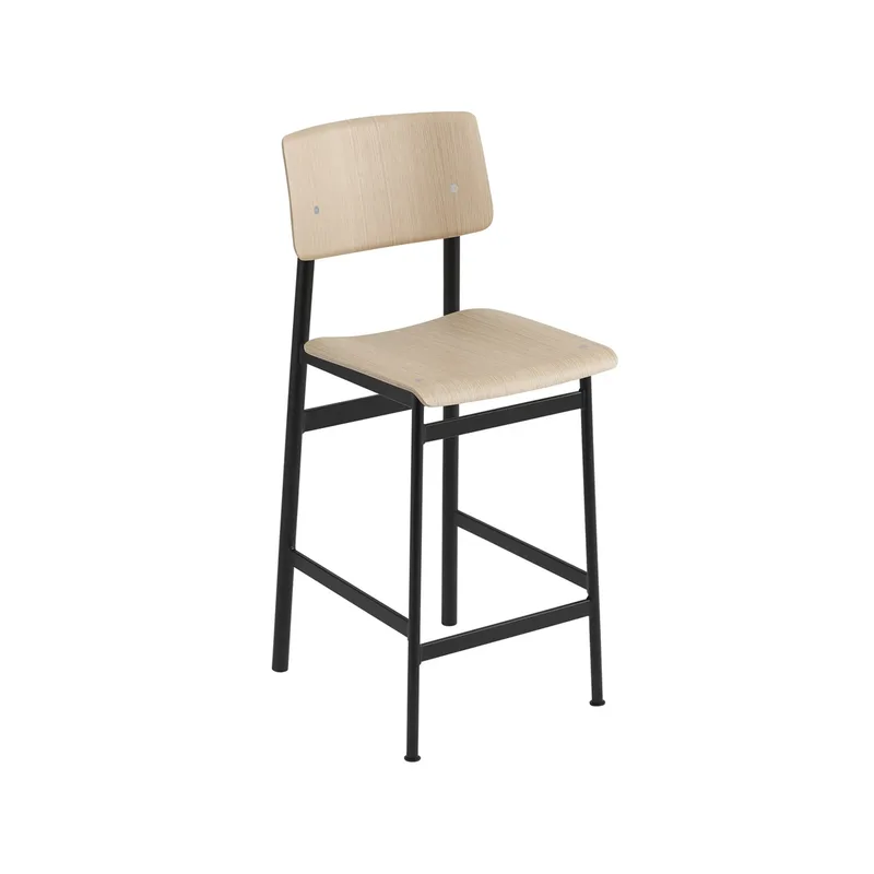 Loft Barstuhl Oak, niedrig, Schwarzes Stahlgestell van Muuto – productfoto