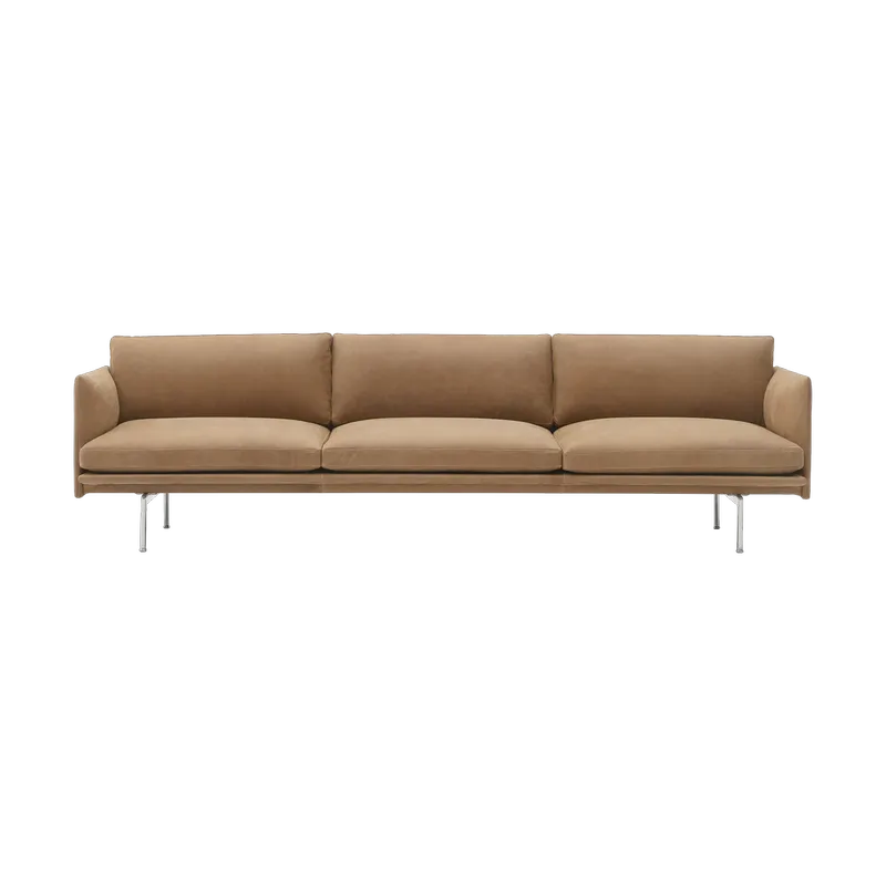Outline 3,5-Sitzer Sofa, polished alu Grace leather Camel de Muuto – photo du produit