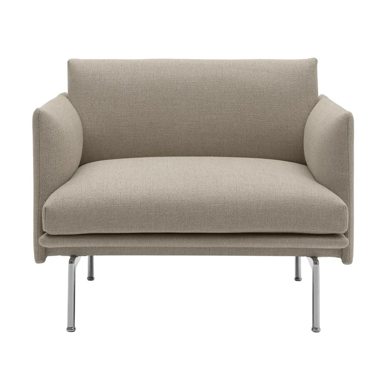 Outline chair Sessel Stoff Ecriture 240-Polished Aluminum von Muuto – Produktfoto