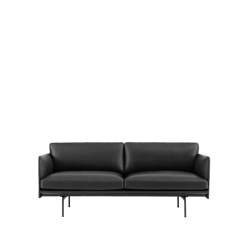 Outline Sofa 2-Sitzer Refine leather black-Black von Muuto – Produktfoto