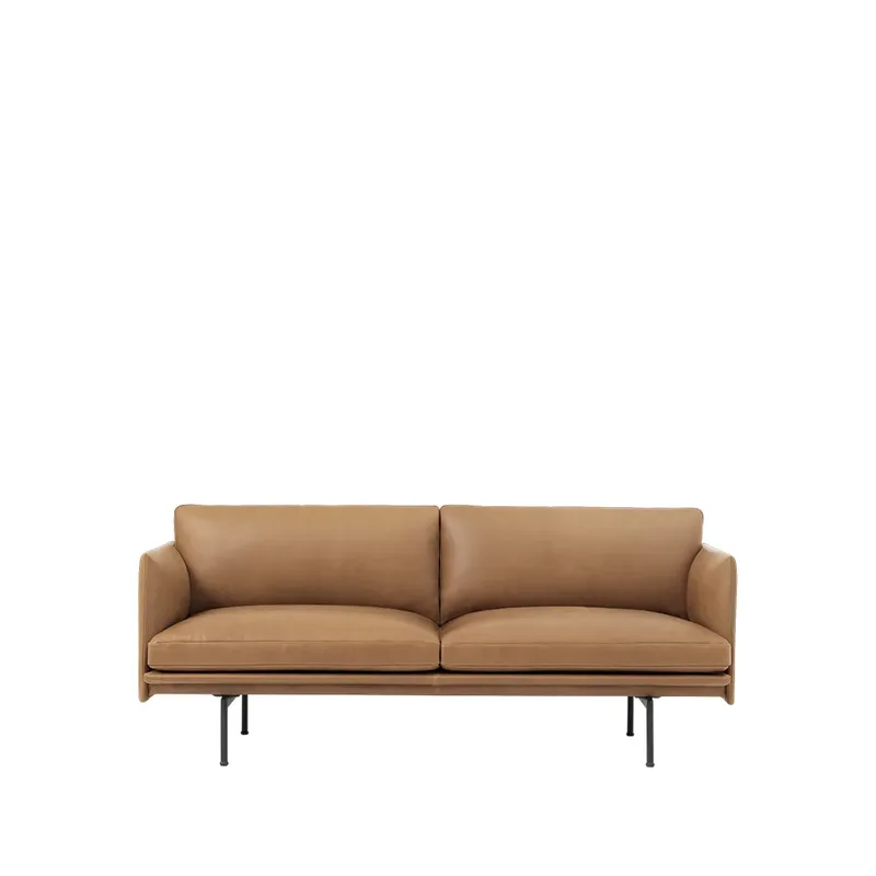 Outline Sofa 2-Sitzer Refine leather cognac-Black von Muuto – Produktfoto