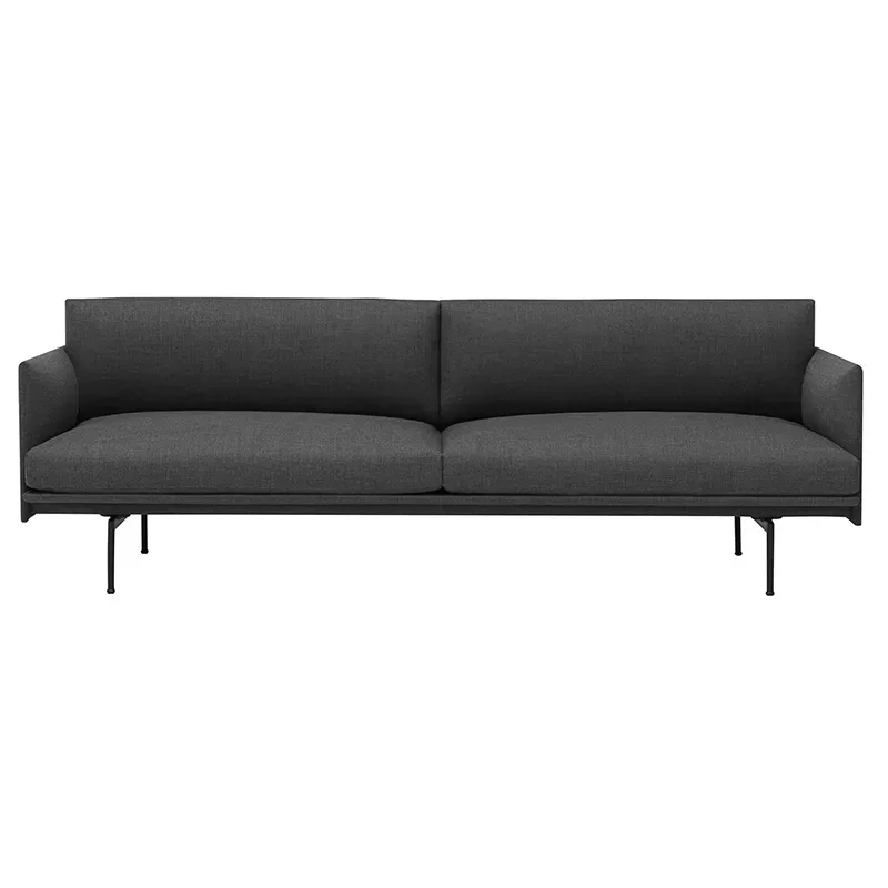 Outline Sofa 3-Seater - Black Base - Remix 163 Black von Muuto – Produktfoto