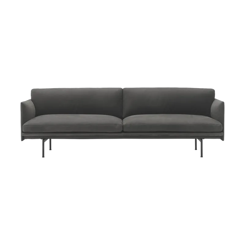 Outline Sofa 3-Sitzer Leder Grace leather Camel-schwarze Beine de Muuto – photo du produit