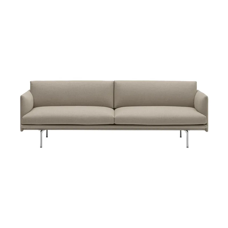 Outline Sofa 3-Sitzer Stoff Ecriture 240-Polished Aluminum von Muuto – Produktfoto