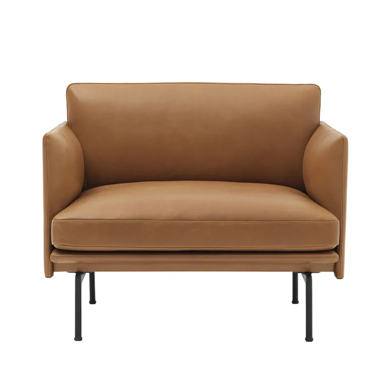 Outline Stuhl schwarzes Gestell Refine leather cognac-Black de Muuto – photo du produit