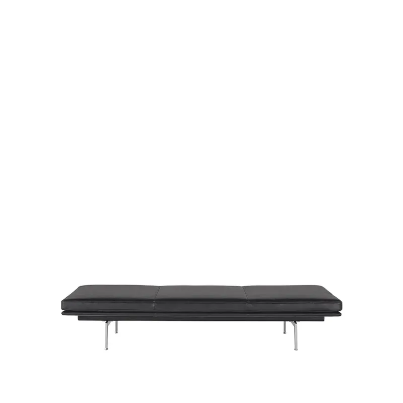 Outline Tagesbett Refine leather black-Aluminium by Muuto – product photo