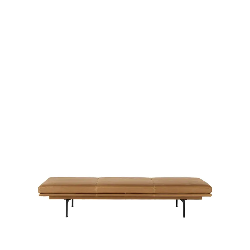 Outline Tagesbett Refine leather cognac-Black by Muuto – product photo