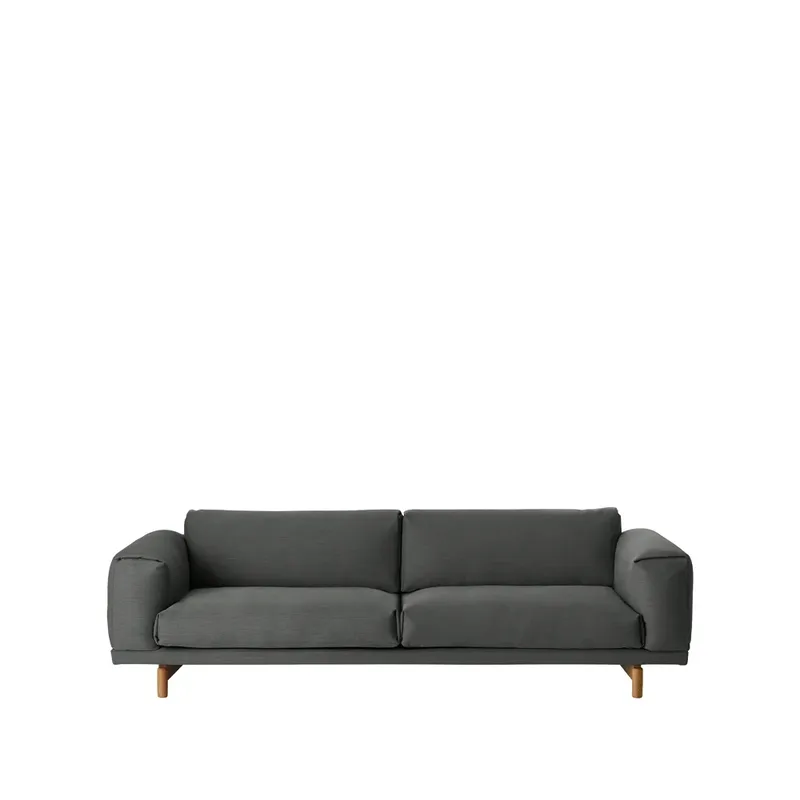 Rest Sofa 3-sitzer stoff remix 163 grey, eichenholzbeine van Muuto – productfoto