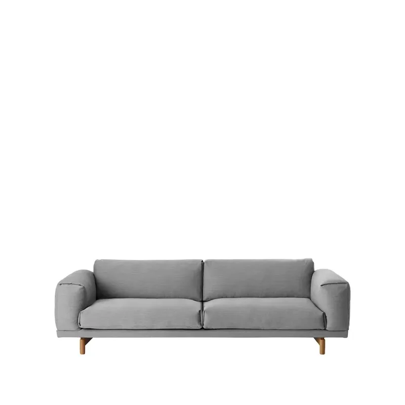 Rest Sofa 3-Sitzer Stoff steelcut trio ii 13 light grey, Eichenholzbeine van Muuto – productfoto