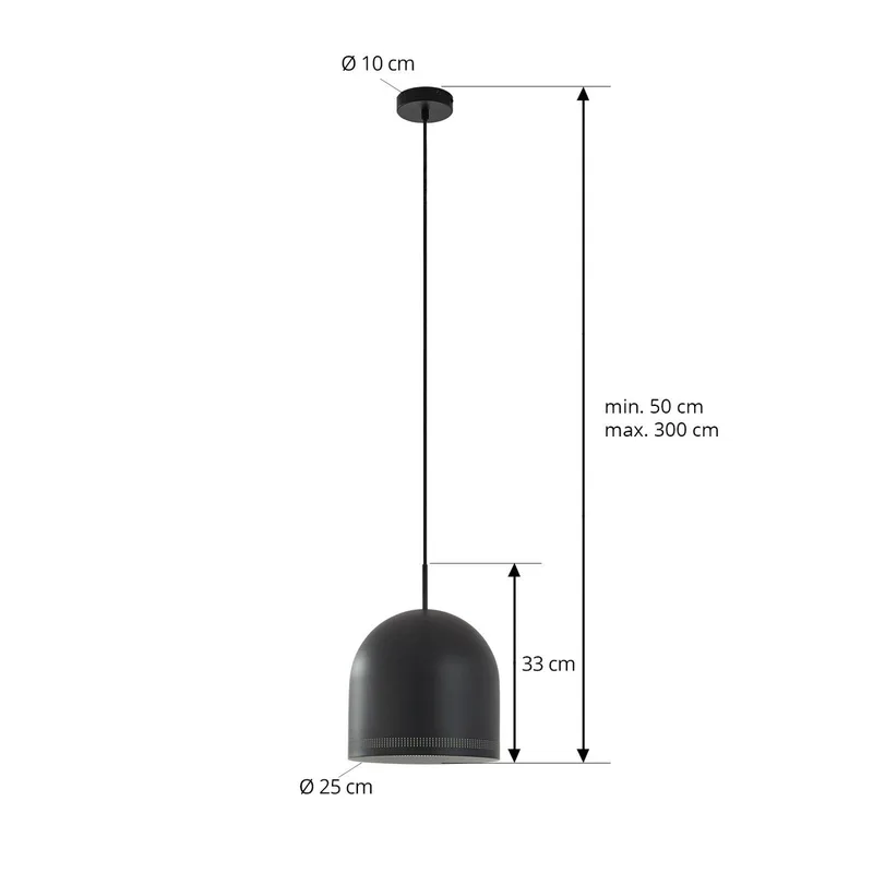 hanglamp Oura, Ø 25 cm, zwart, ijzer, E27 van NOLA in Zwart mat, Wit – productfoto 4 van 5