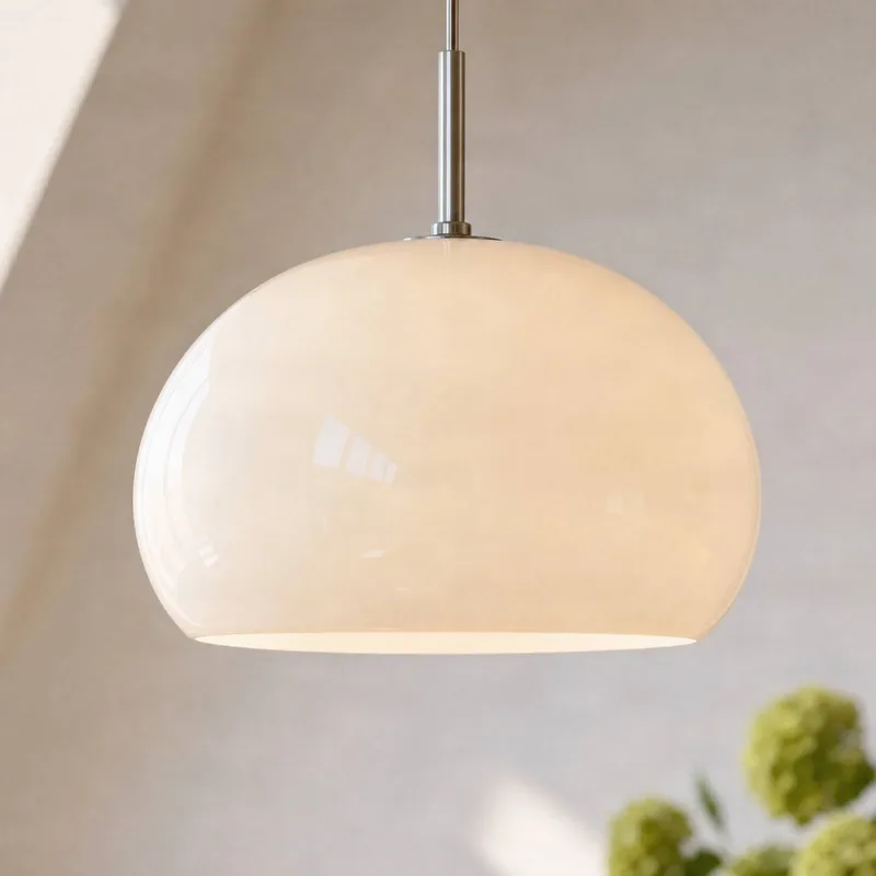 hanglamp Owen, Ø 35 cm, glas, chroom/wit by NOLA in Crom, White – product photo