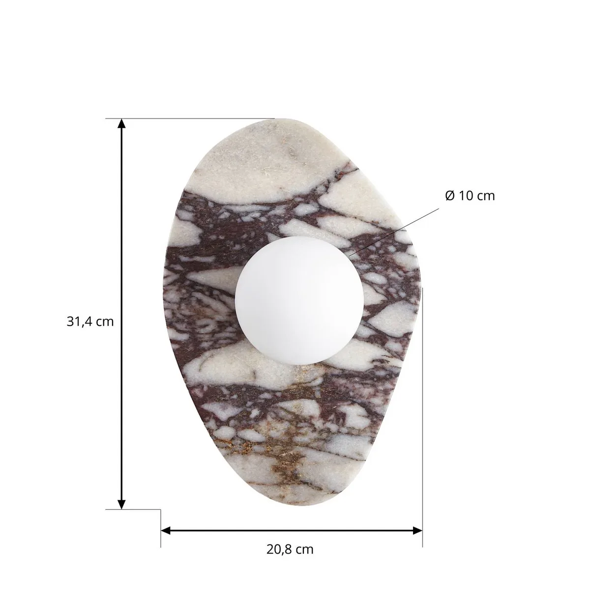 Mavi wall lamp, height 31 cm, G9, marble, glass von NOLA – Produktfoto 4 von 5