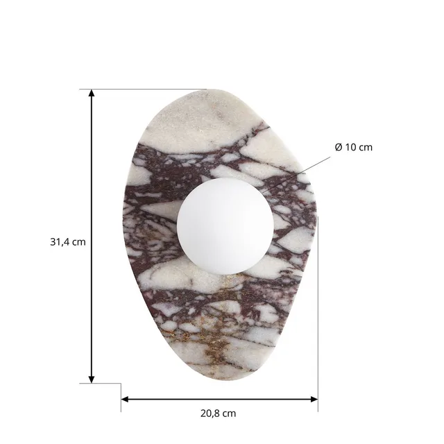 Mavi wall lamp, height 31 cm, G9, marble, glass von NOLA – Produktfoto 4 von 5