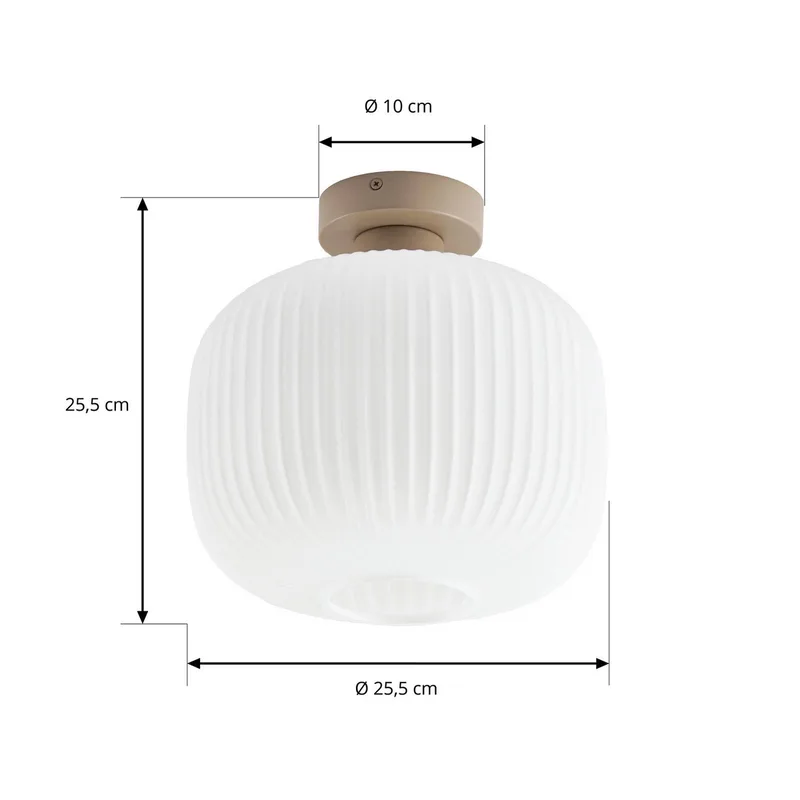 plafondlamp Evey, Ø 25 cm, wit/beige, glas fra NOLA i Hvid, Beige – produktbillede 4 af 5
