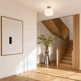plafondlamp Evey, Ø 25 cm, wit/beige, glas fra NOLA i Hvid, Beige – produktbillede 2 af 5
