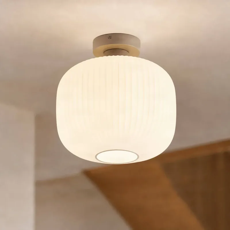 plafondlamp Evey, Ø 25 cm, wit/beige, glas från NOLA i Vit, Beige – produktbild