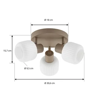 plafondspot Evey, Ø 37 cm, 3-lamps, wit/beige, glas by NOLA in White, Beige – product photo 4 of 5