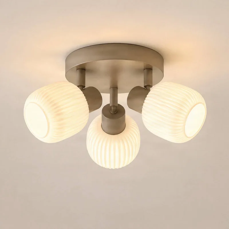 plafondspot Evey, Ø 37 cm, 3-lamps, wit/beige, glas från NOLA i Vit, Beige – produktbild