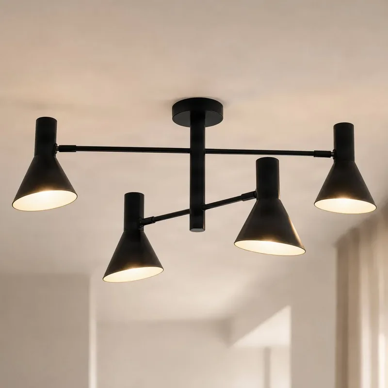 plafondspot Milia, 4-lamps, zwart, E14, metaal van NOLA in Zwart, Wit – productfoto