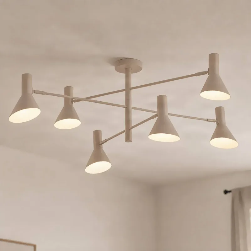 plafondspot Milia, 6-lamps, beige, E14, metaal från NOLA i Beige, Vit – produktbild