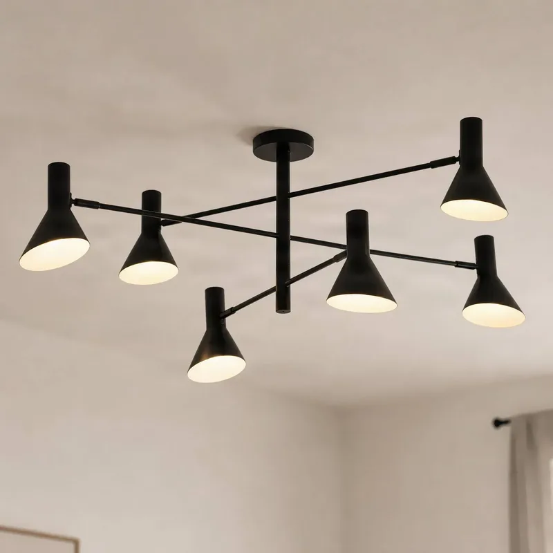 plafondspot Milia, 6-lamps, zwart, E14, metaal från NOLA i Svart, Vit – produktbild