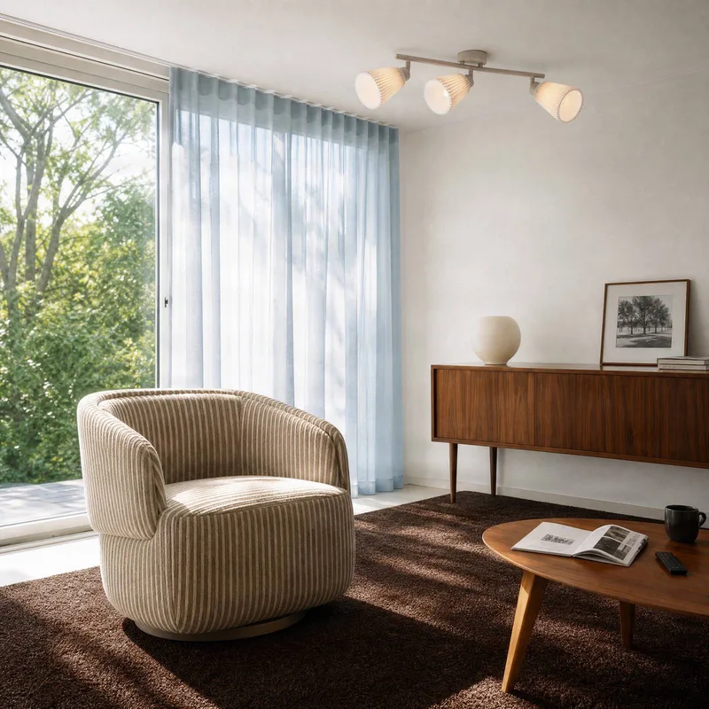 plafondspot Percy, 3-lamps, lengte 70 cm, linnen von NOLA in Beige – Produktfoto 2 von 5