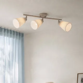 plafondspot Percy, 3-lamps, lengte 70 cm, linnen von NOLA in Beige – Produktfoto 1 von 5