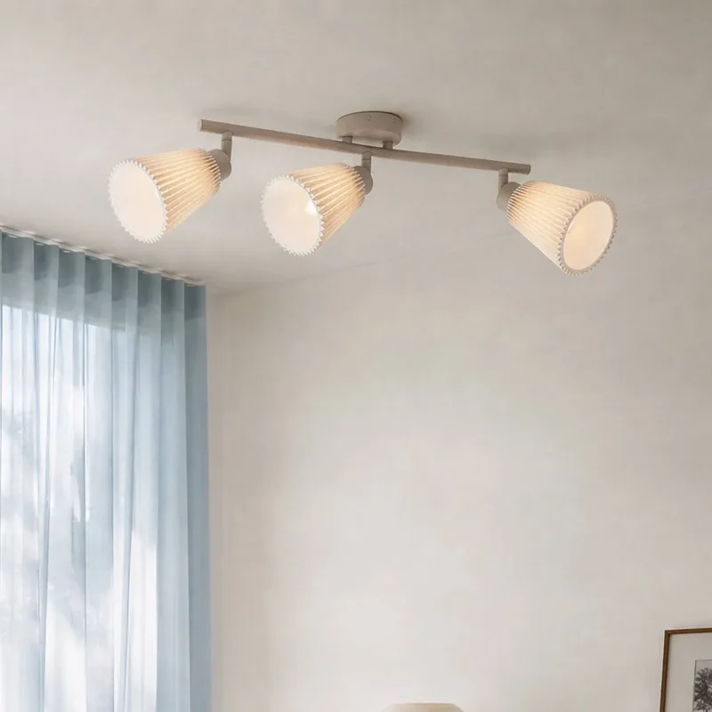 plafondspot Percy, 3-lamps, lengte 70 cm, linnen van NOLA in Beige – productfoto