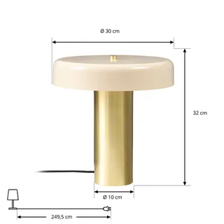 tafellamp Dionne, messing/beige, 33 cm, metaal, E14 de NOLA en Beige, Laiton – photo du produit 4 sur 5
