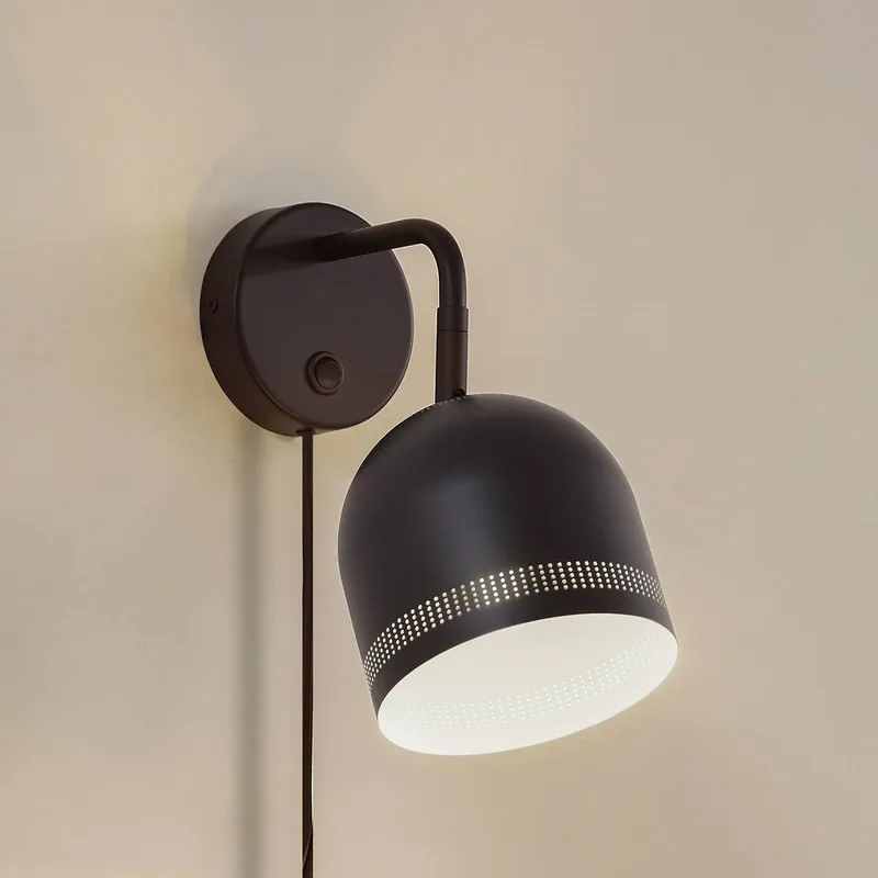wandlamp Oura, zwart, stekker, verstelbaar, ijzer by NOLA in Zwart mat, White – product photo