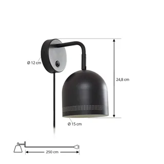 wandlamp Oura, zwart, stekker, verstelbaar, ijzer by NOLA in Zwart mat, White – product photo 4 of 5