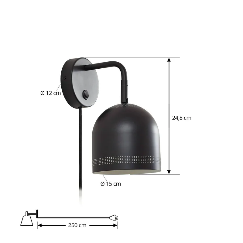 wandlamp Oura, zwart, stekker, verstelbaar, ijzer by NOLA in Zwart mat, White – product photo 4 of 5
