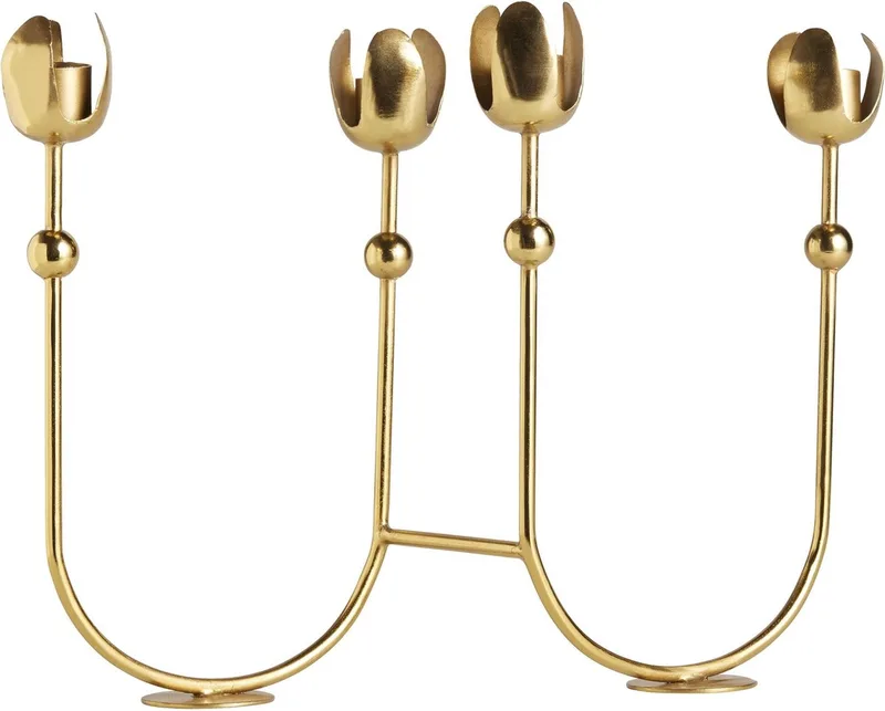 kandelaar tulip 4 kaarsen ø21 mm 25 x 30 x 16 cm by Nordal in Gold – product photo