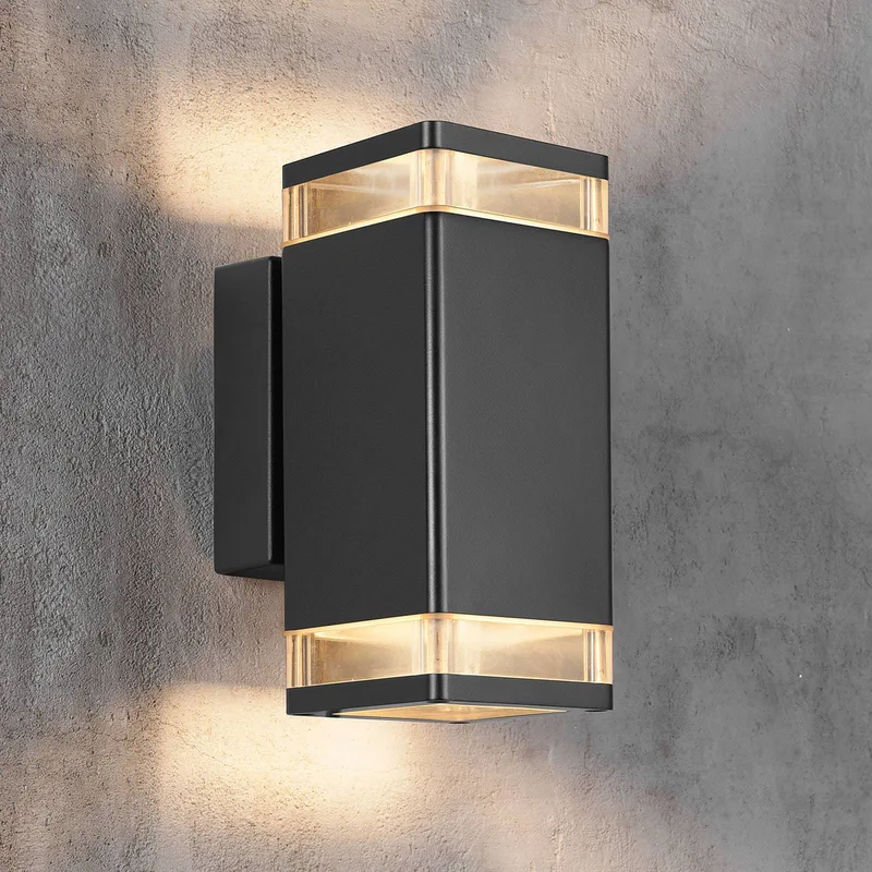 Buitenwandlamp Elm in 2-lamps von Nordlux in Zwart – Produktfoto