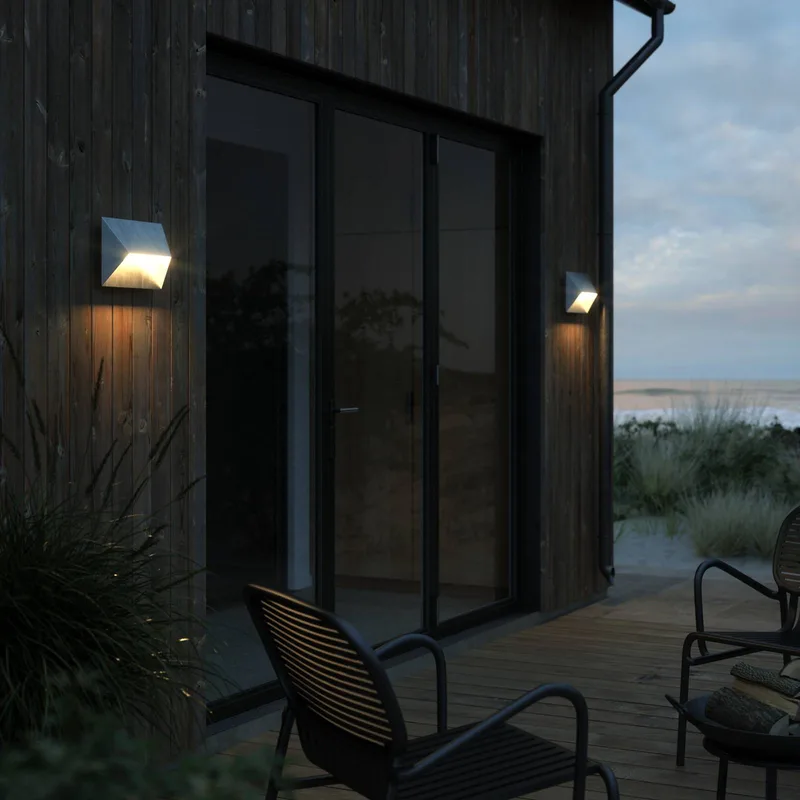 Buitenwandlamp Pontio 27 hoekig, verzinkt von Nordlux in Zinkgrijs – Produktfoto