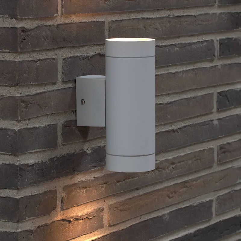 Buitenwandlamp Tin Maxi Double, metaal von Nordlux in Wit – Produktfoto