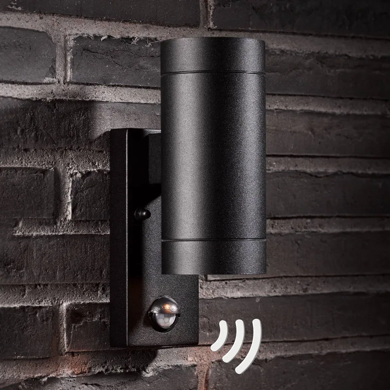 Buitenwandlamp Tin Maxi Double sensor von Nordlux in Zwart – Produktfoto