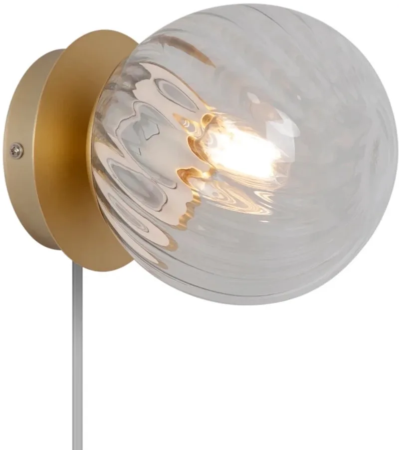 Chisell-wandlamp-E14-helder gewerveld glas/messing by Nordlux in Messing – product photo