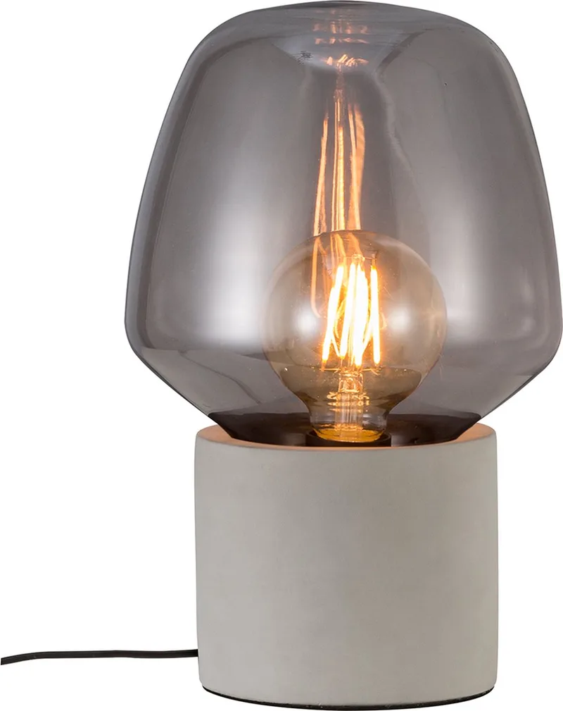Christina 20-tafellamp-E27-beton- lichtgrijs-smoke glas van Nordlux in Grijs – productfoto