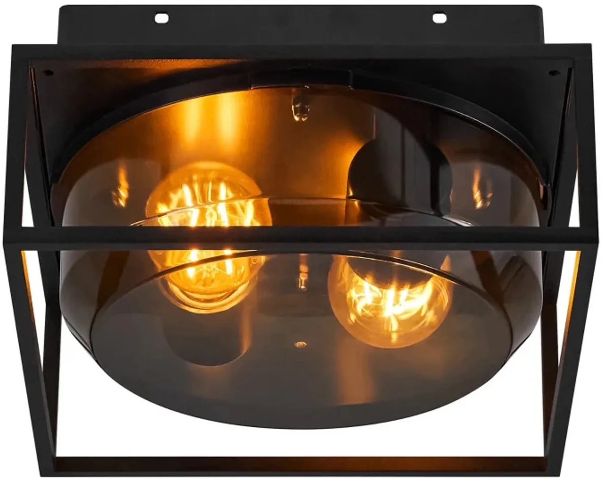 Doos 3x Nordlux Griffin LED Plafondlamp | 2x E27 Max 15W | ip44 | Dimbaar van Nordlux in Zwart – productfoto