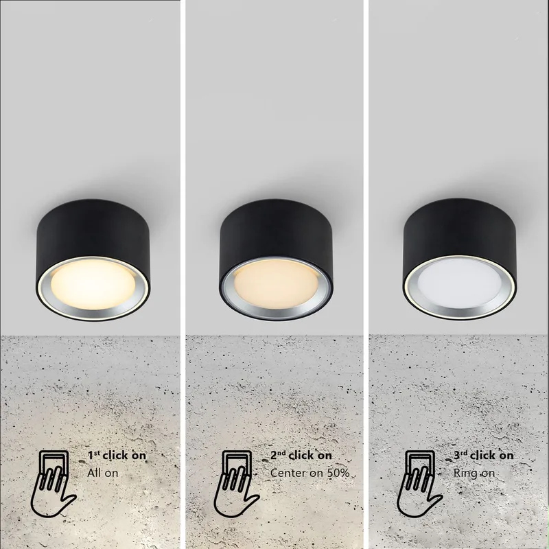 Fallon Surface-downlight-3 step Moodmaker™ dimming-zwart/staal von Nordlux in Zwart/Staal – Produktfoto