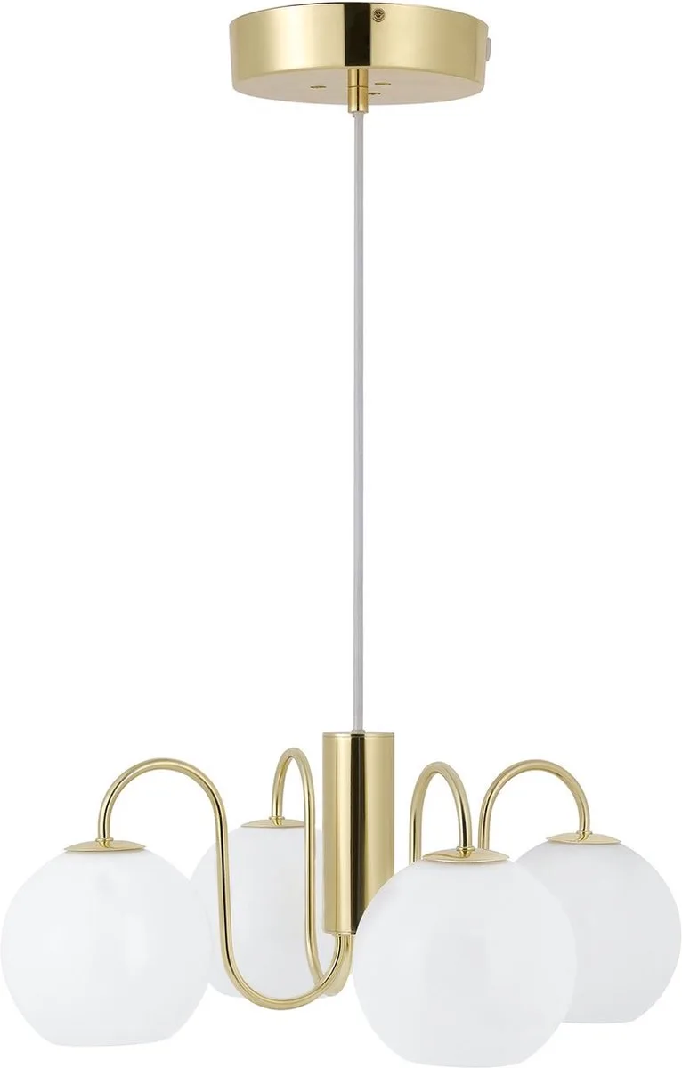 Franca-hanglamp-4xE14-opaal glas/messing van Nordlux in Messing – productfoto