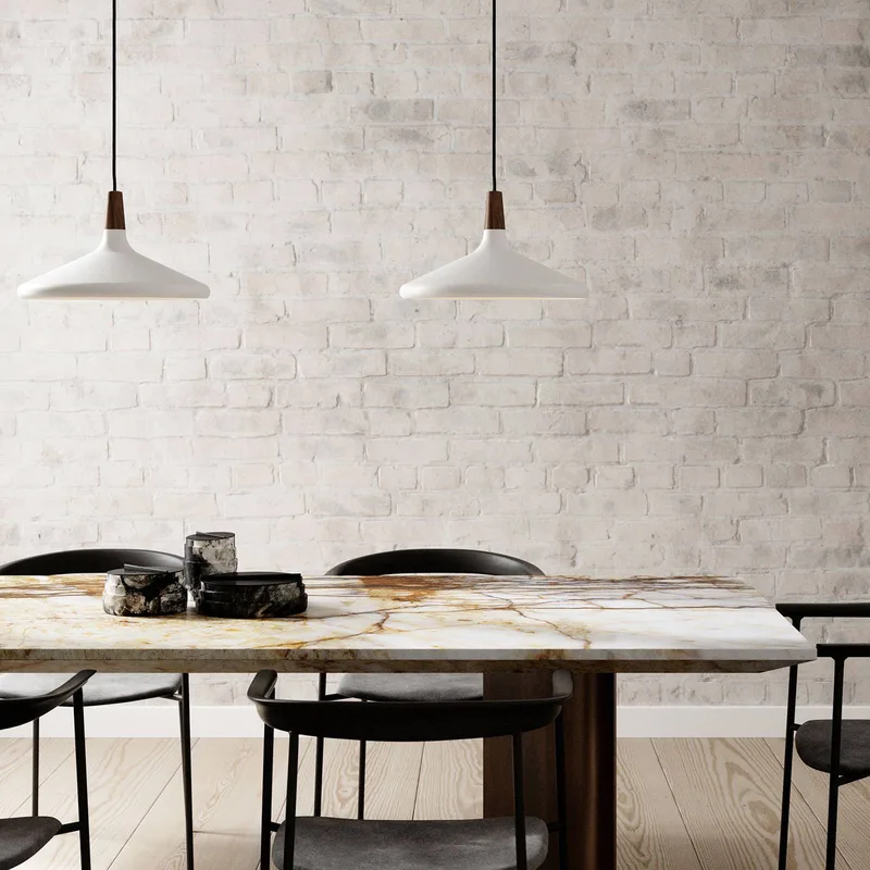 Hanglamp Nori Ø 39 cm, wit van Nordlux in Wit, Donker hout – productfoto 1 van 4