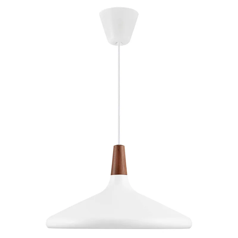 Hanglamp Nori Ø 39 cm, wit van Nordlux in Wit, Donker hout – productfoto 3 van 4