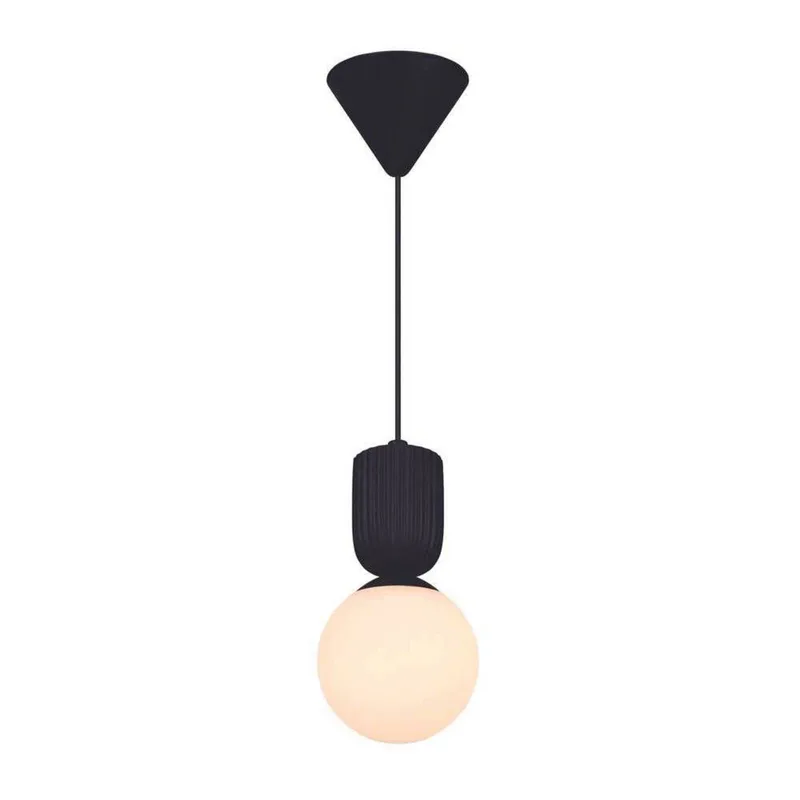 Hanglamp Sadie, zwart, Ø 15 cm, glas/keramiek von Nordlux in Zwart, opaal – Produktfoto